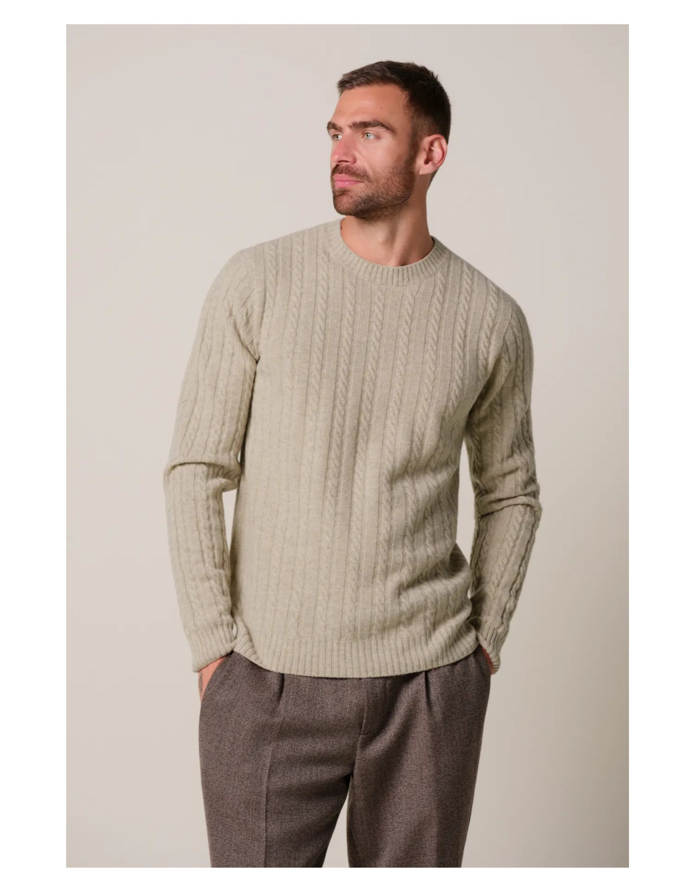Profuomo Pullover Crew Neck Truien Beige Ppxj30020