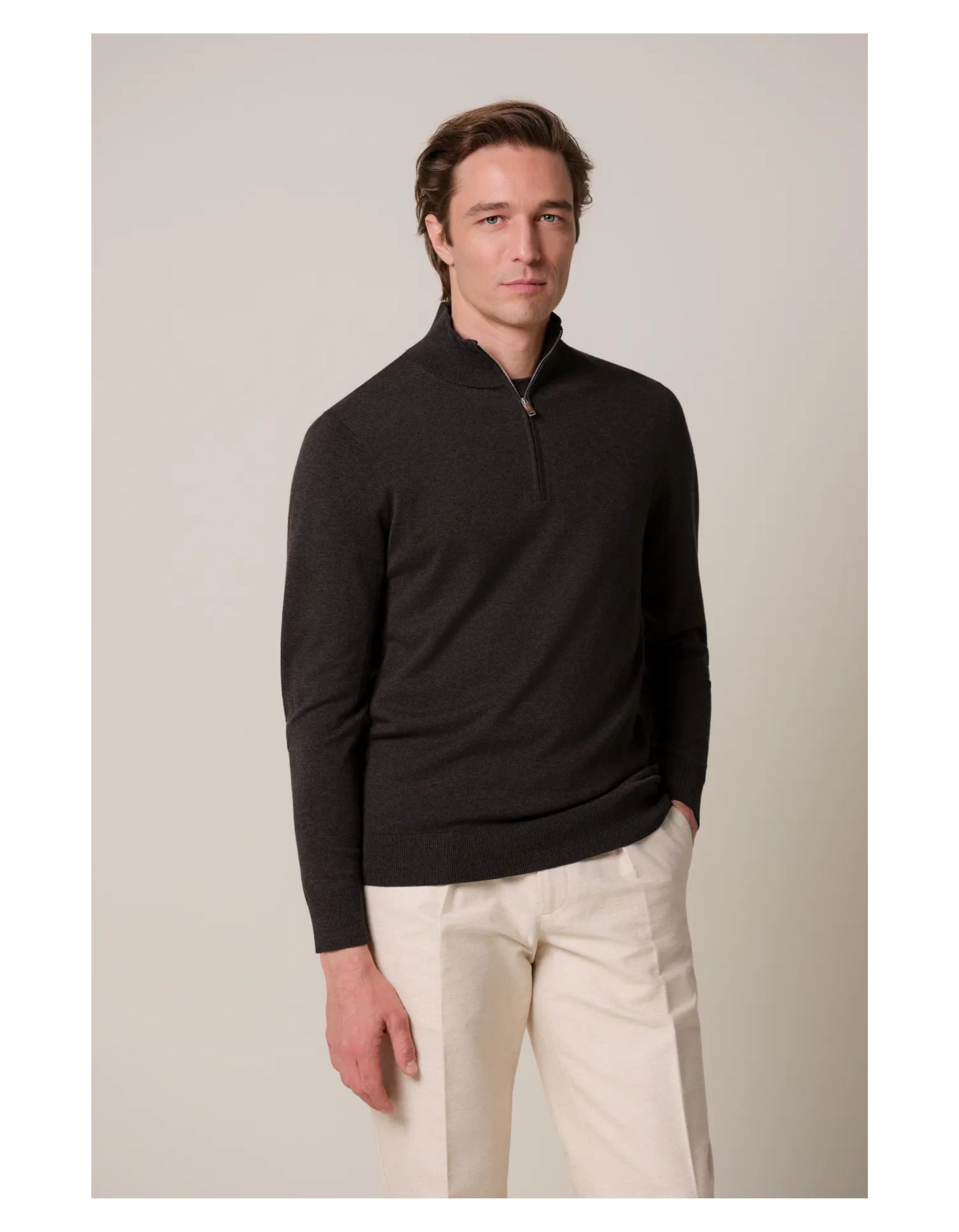 Profuomo Half Zip Pullovers Donkerbruin Ppxj30002