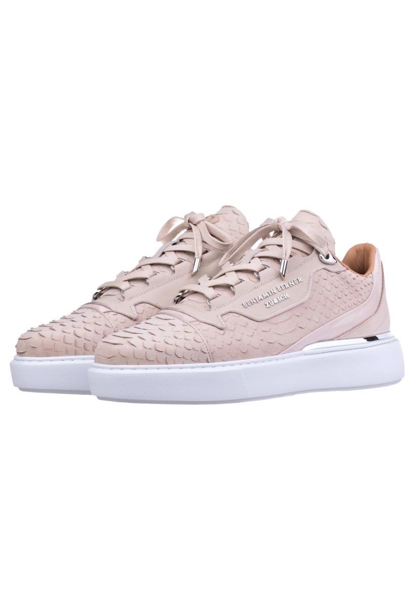 Benjamin Berner Python Cut Sneakers Creme Raphael Python