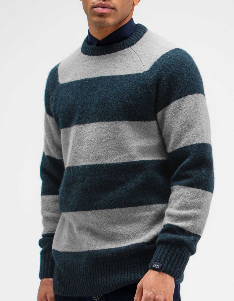 Butcher Of Blue Edmund Stripe Crew Truien Donkerblauw M2426018