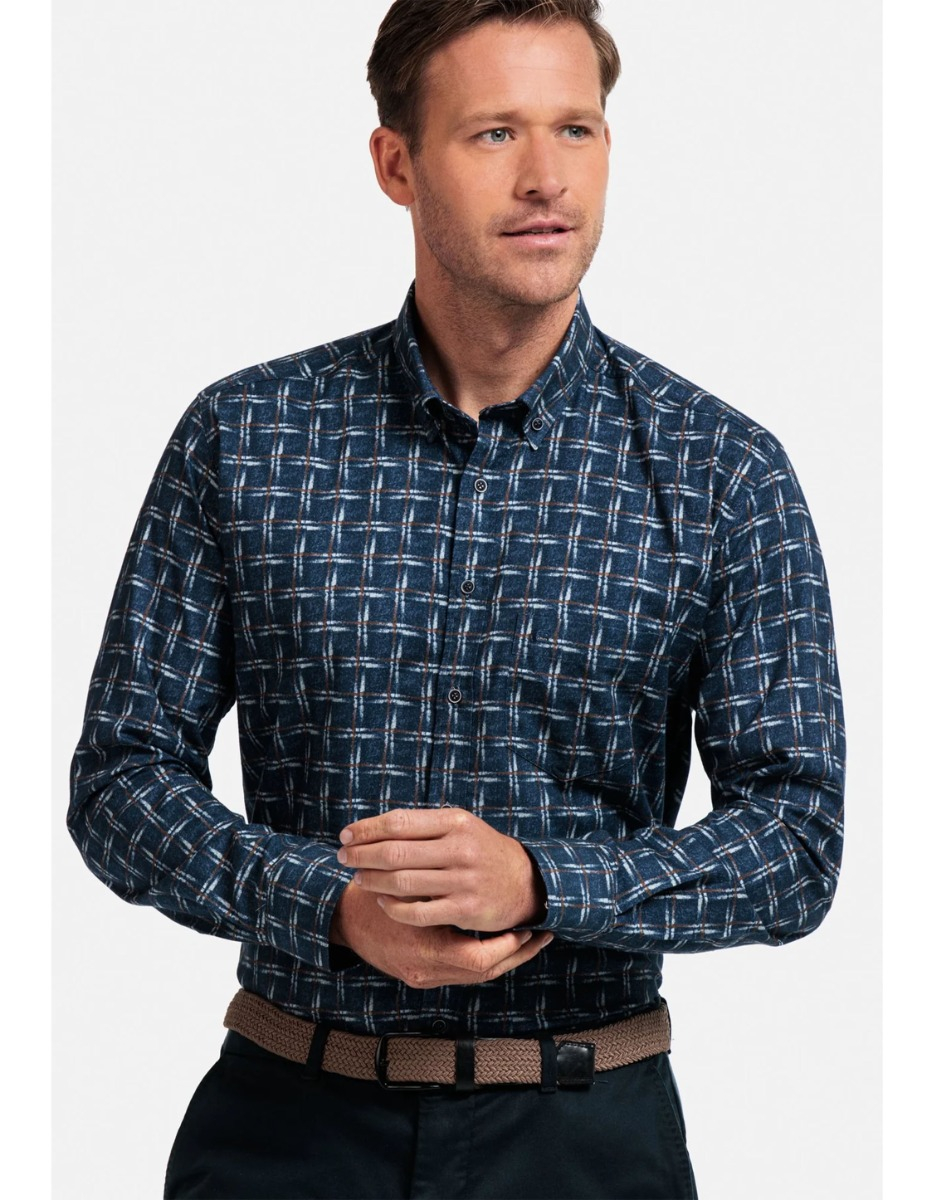Giordano  Lange Mouw Overhemden Donkerblauw 427310