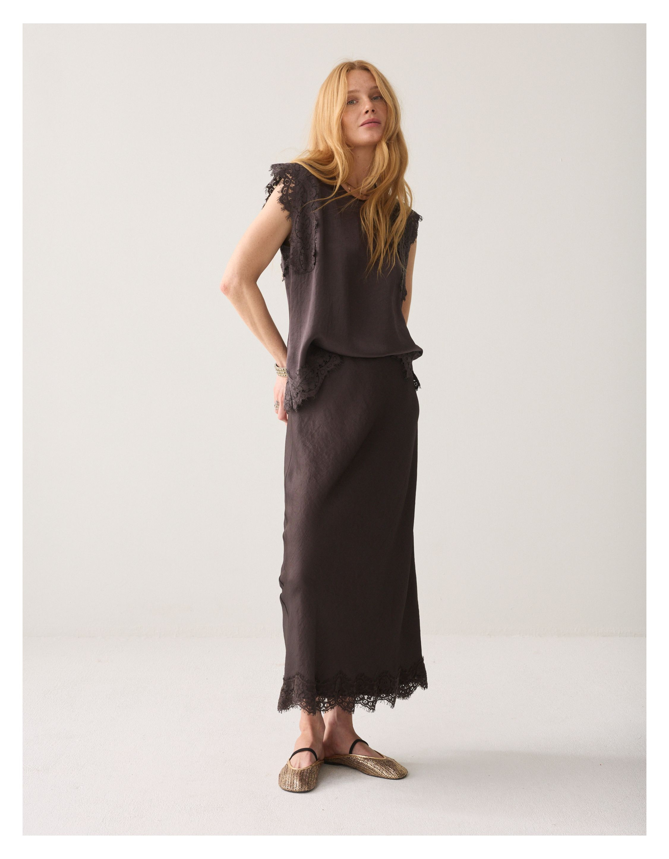 Summum Skirt Light Twill Rokken Donkerbruin 6s1361-12494