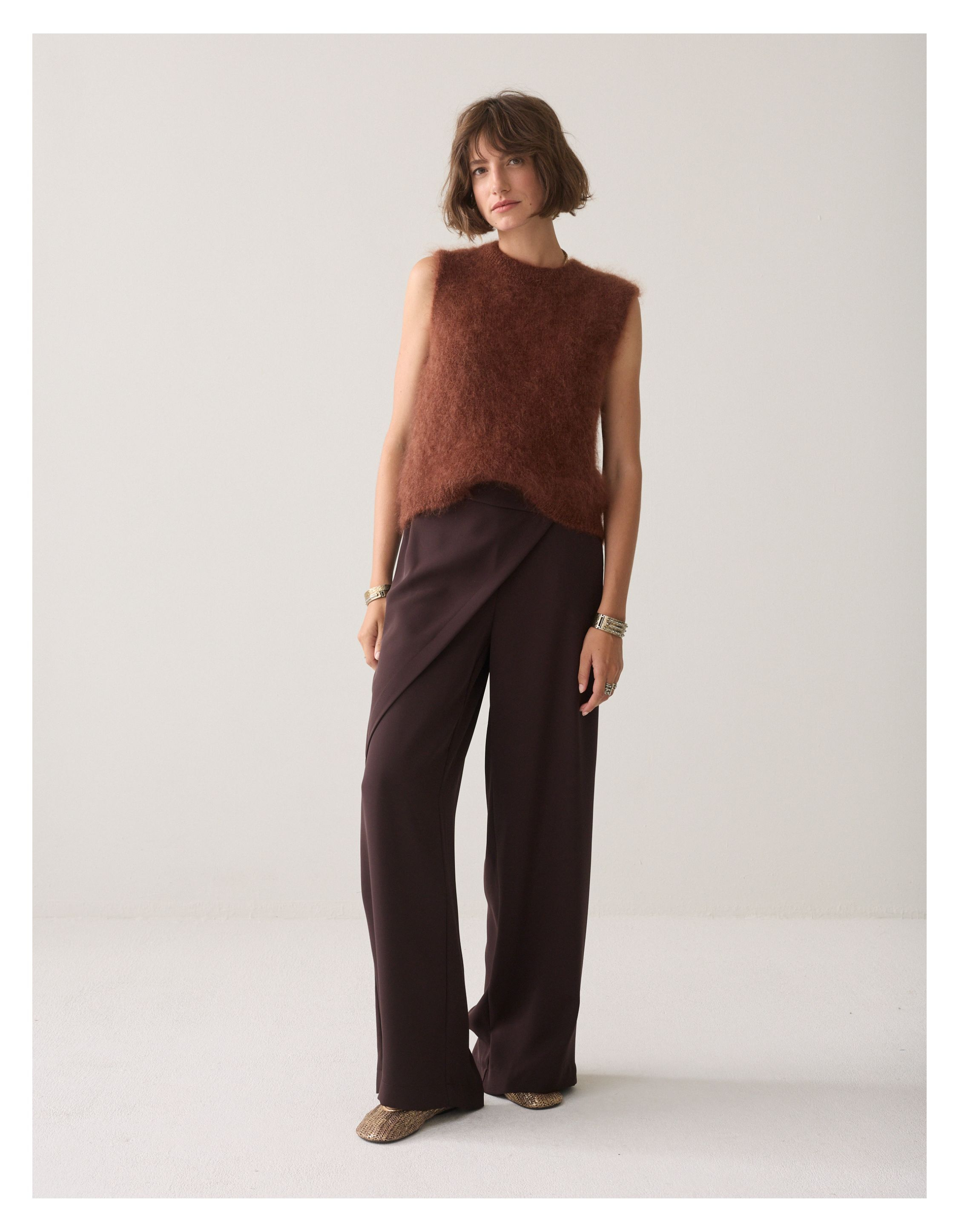 Summum Trousers Wrap Fluid Pantalons Donkerbruin 4s2893-11851