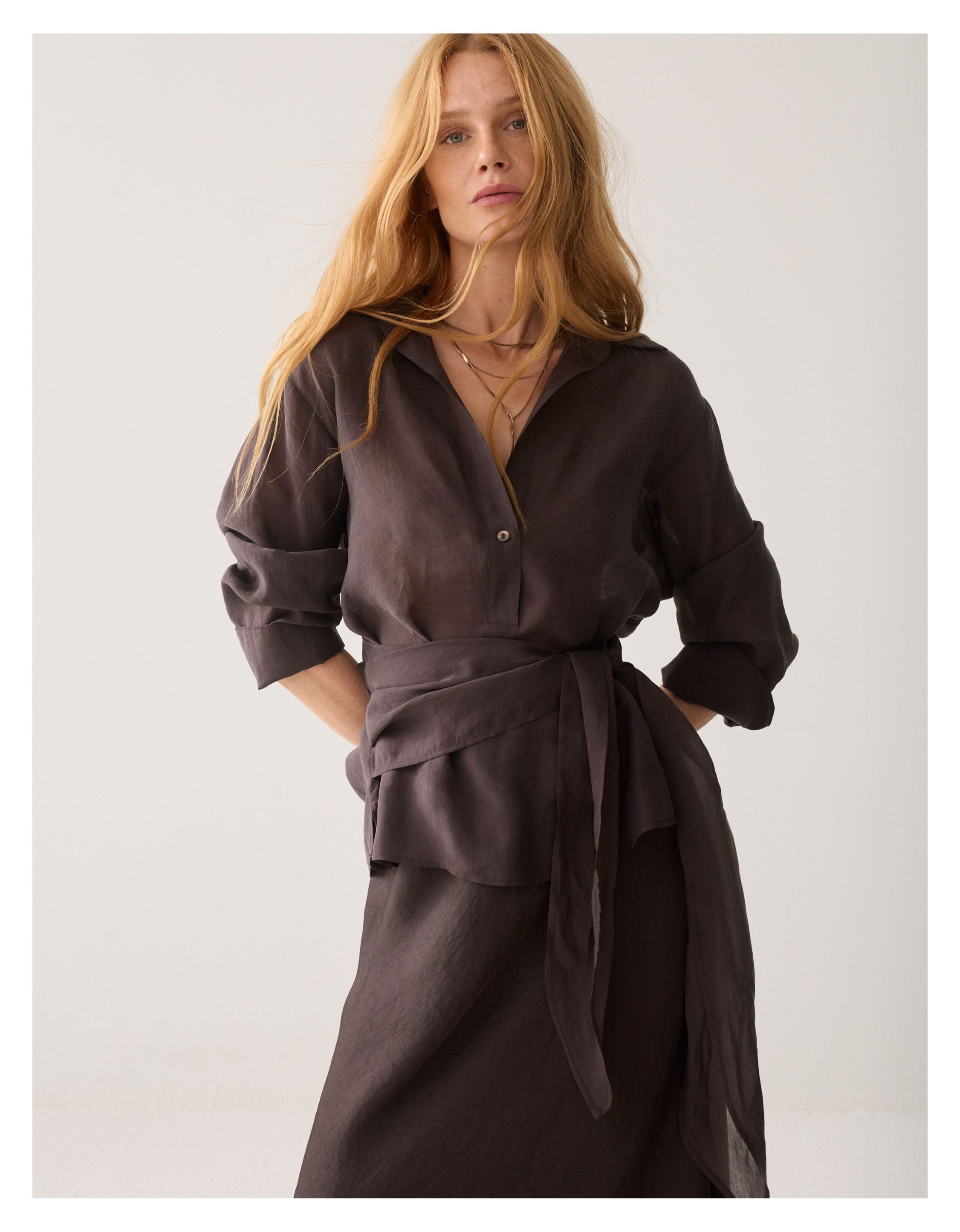 Summum Top Wrap Lyocell Blend Blouses Donkerbruin 2s3521-12492