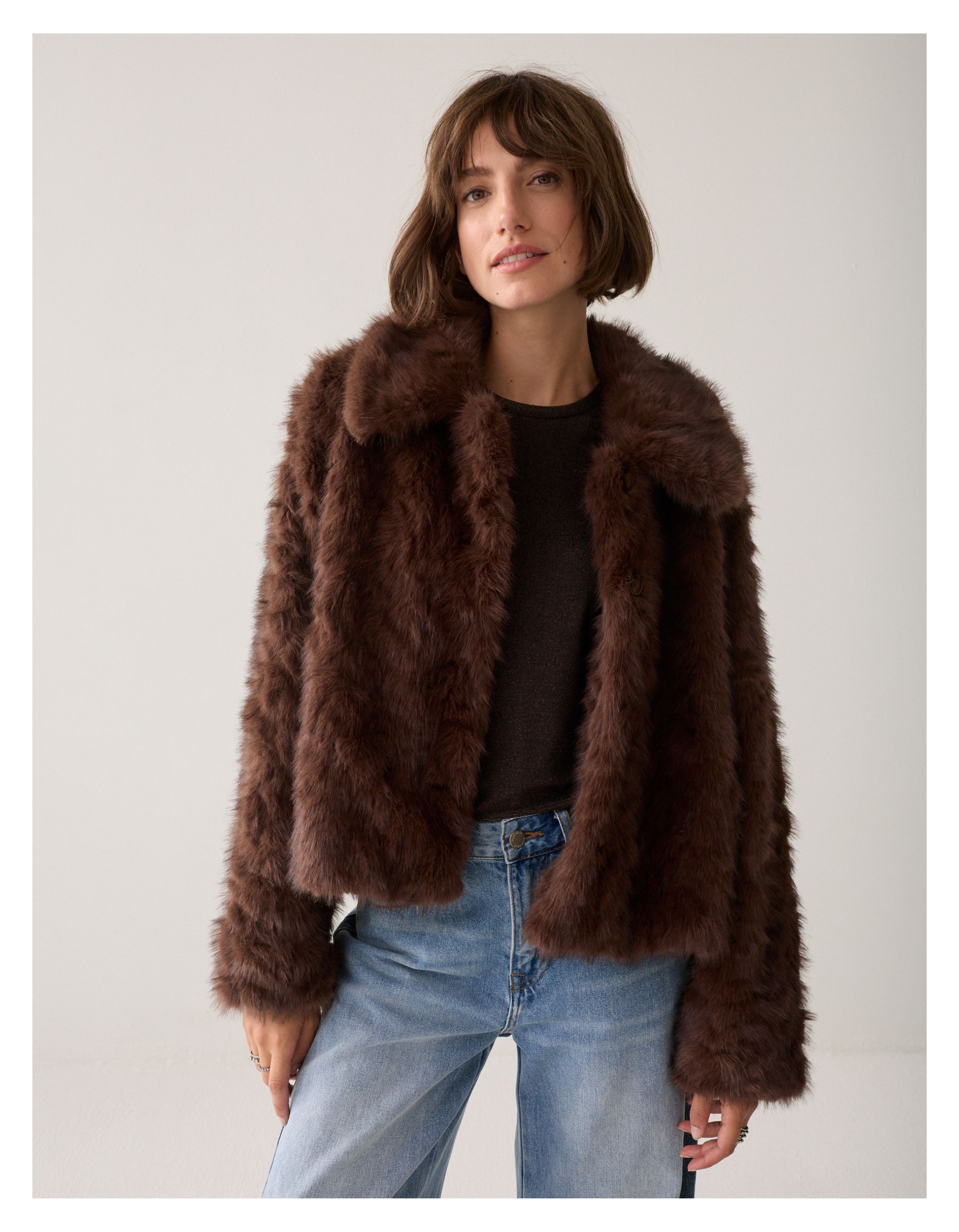 Summum Jacket Soft Faux Fur Jackets Donkerbruin 1s1320-12525