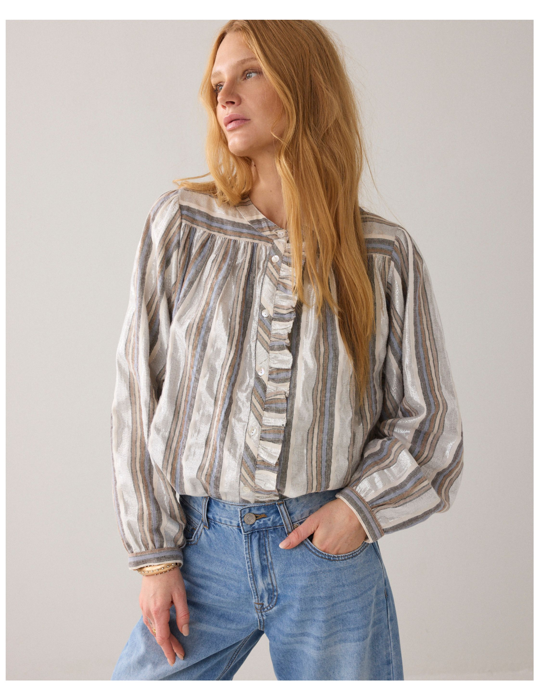 Summum Blouse Silver Stripe  Zilver 2s3416-12422