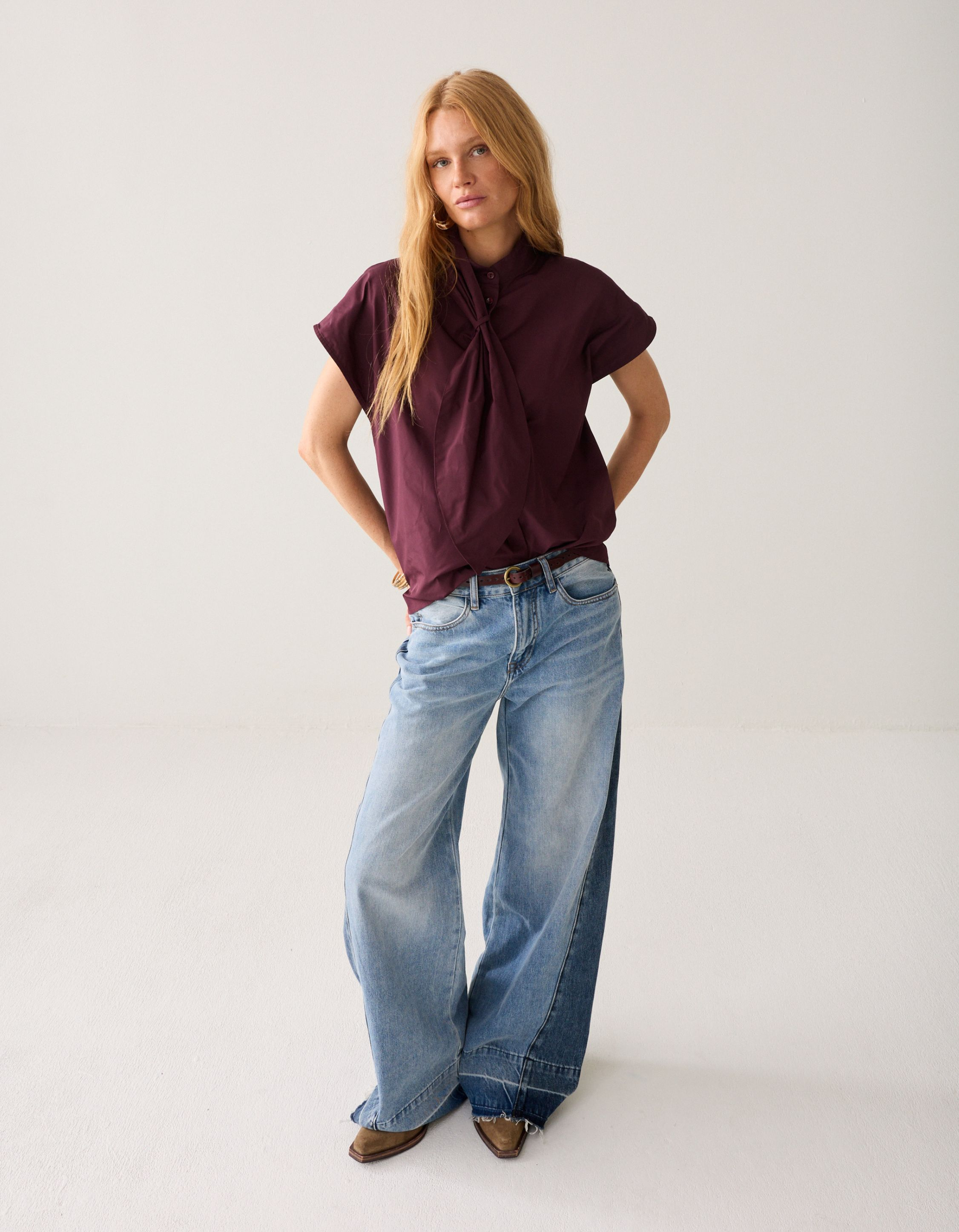 Summum Top Taft Light Blouses Bordeaux 2s3526-12259