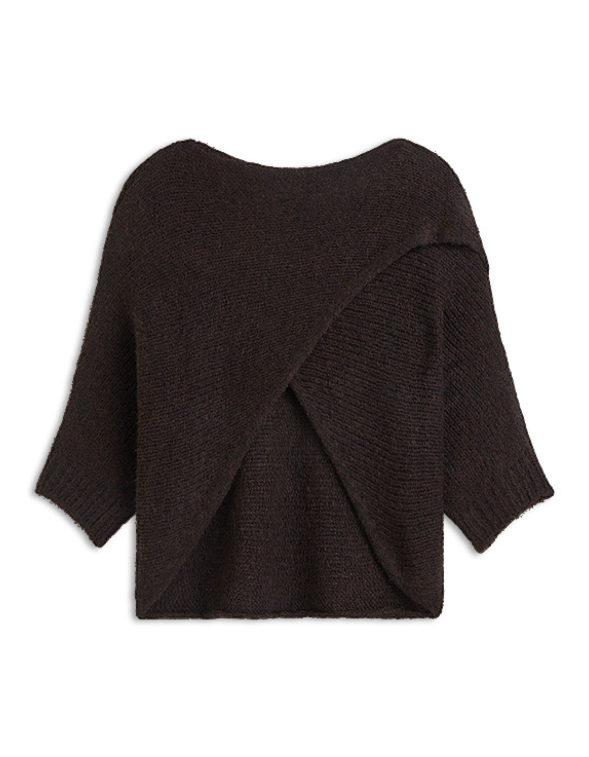 Summum Wrap Sweater Super Soft Knit Sweaters Donkerbruin 7s8029-70093