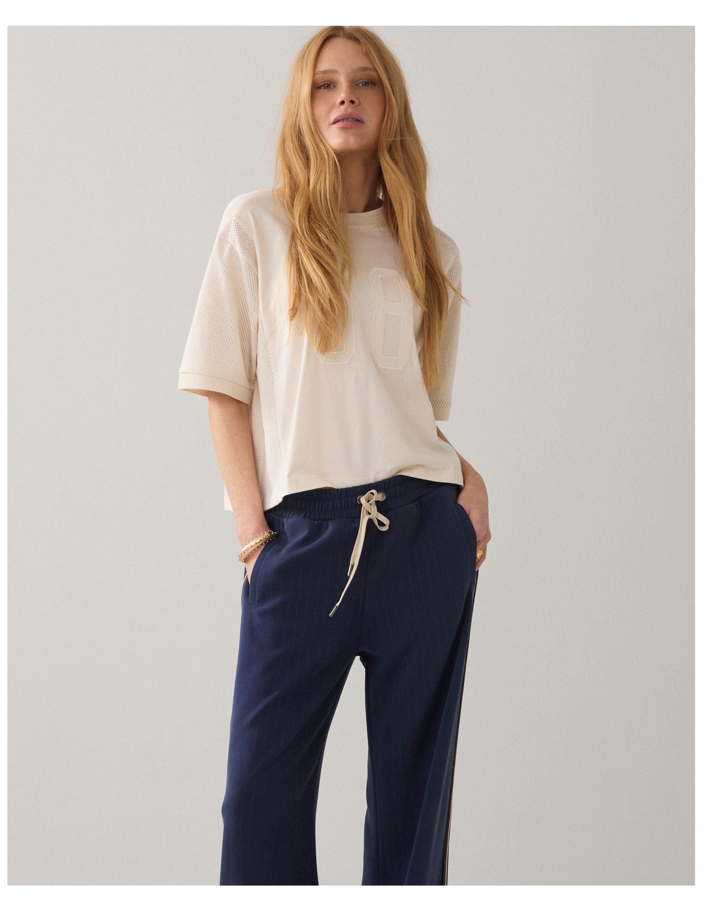 Summum Top Mesh And Jersey  Ecru 3s5282-30765