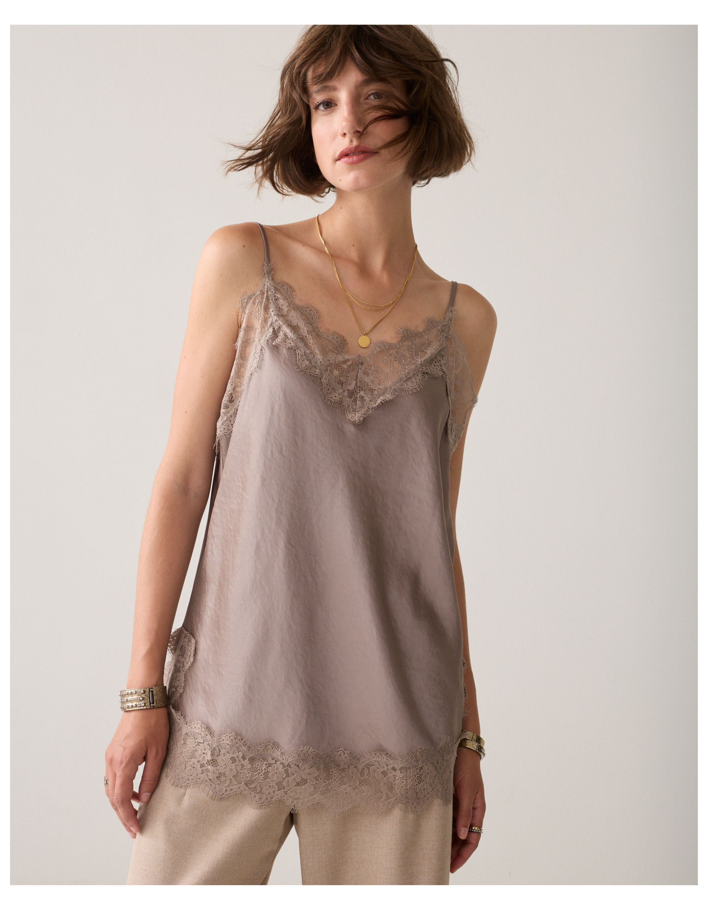 Summum Top Satin Tops Taupe 2s3514-12520