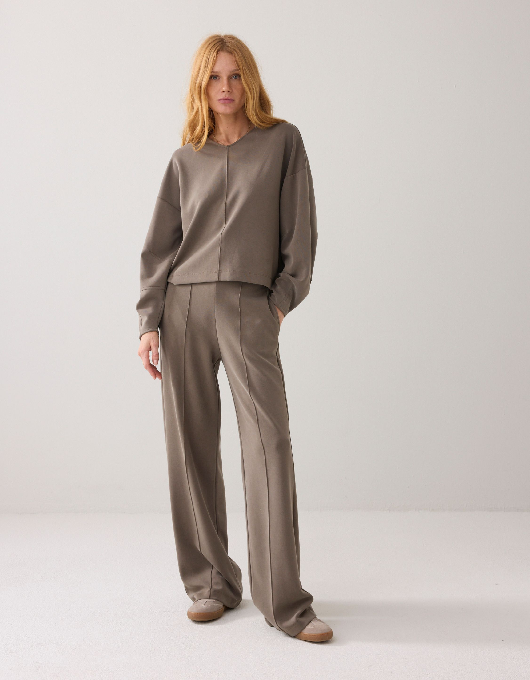 Summum Trousers Washed Modal Scuba Pantalons Khaki 4s2879-30606