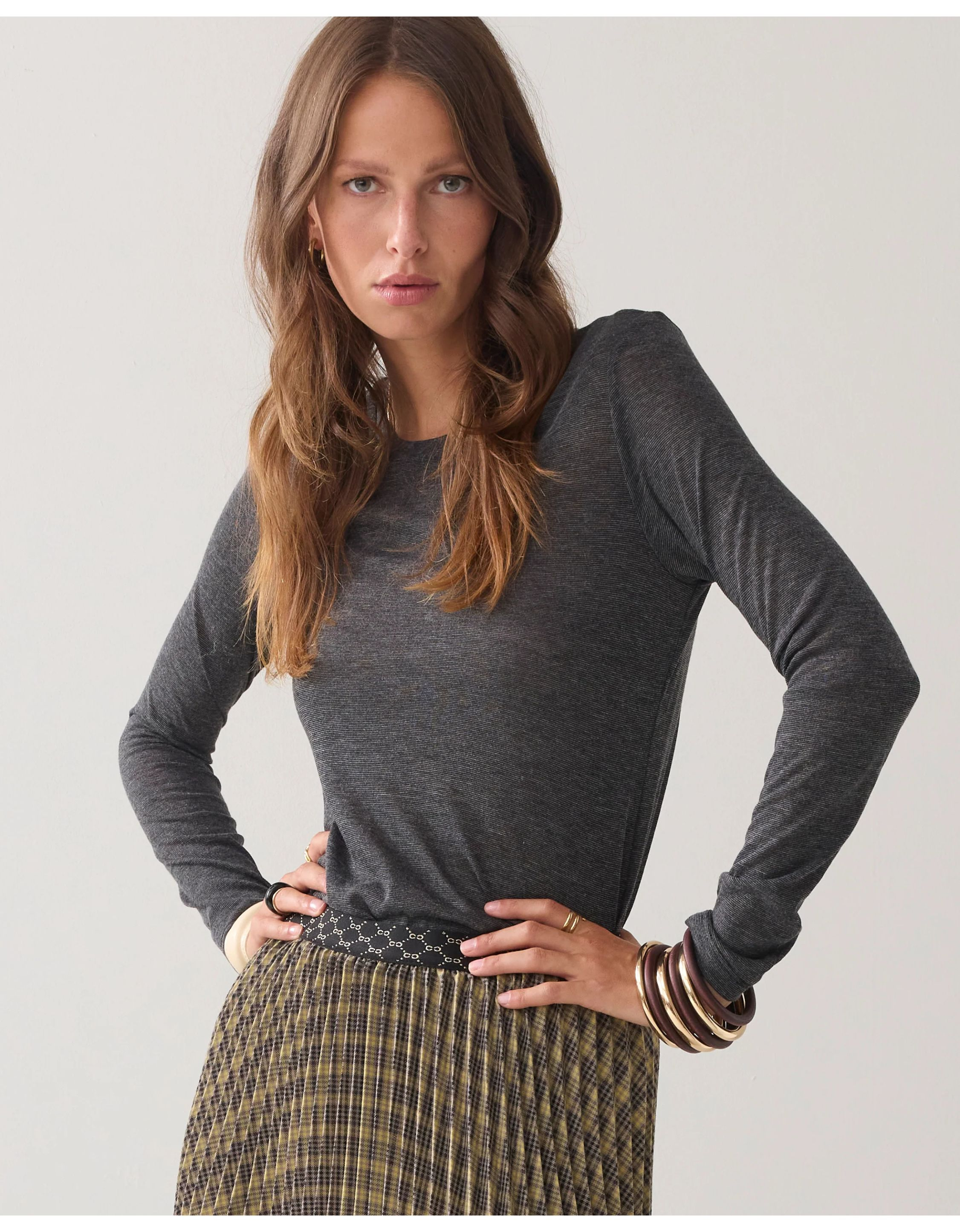 Summum Top Soft Lurex Tops Anthraciet 3s5170-30644