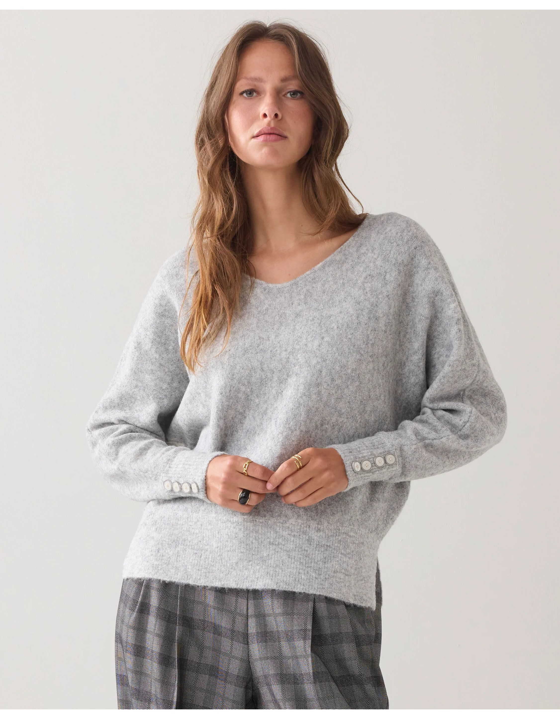 Summum Oversized Sweater Wool Elastane Blend Knit Sweaters Lichtgrijs 7s7927-7975
