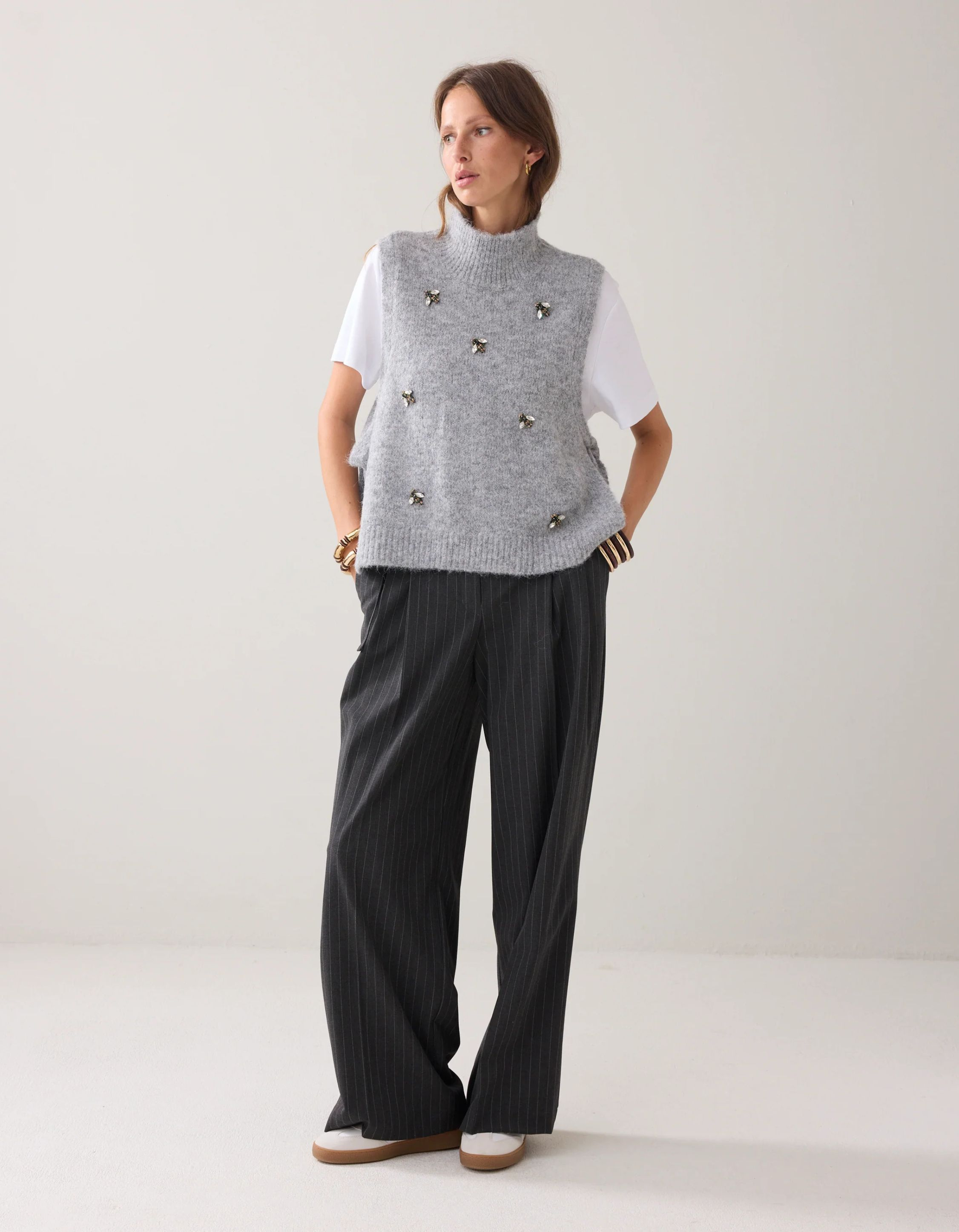 Summum Embellished Spencer Cozy Melange Knit Spencers Lichtgrijs 7s7929-7997