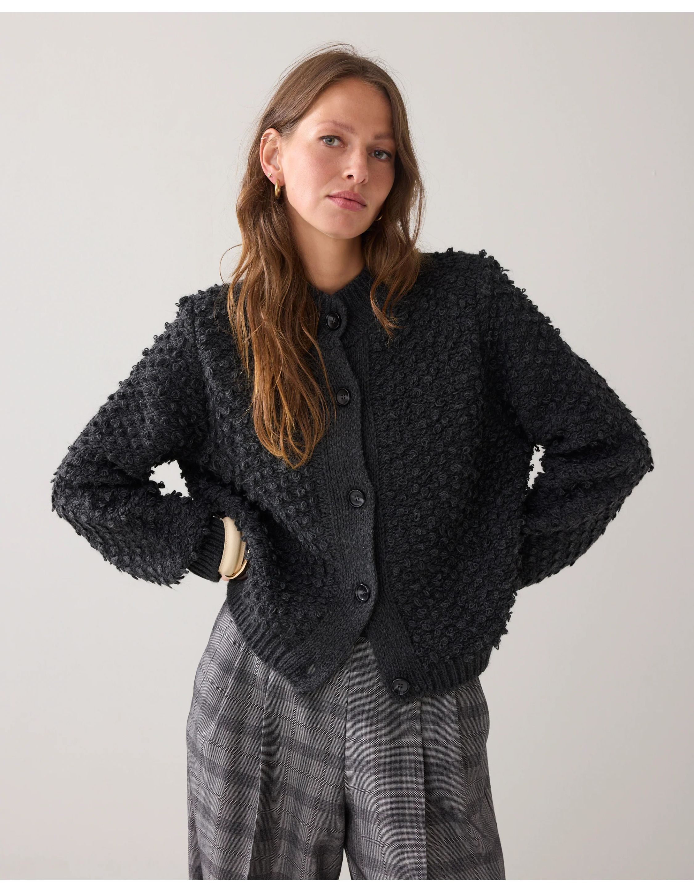 Summum Cardigan Loop Stitch Knit Vesten Anthraciet 7s7948-70043