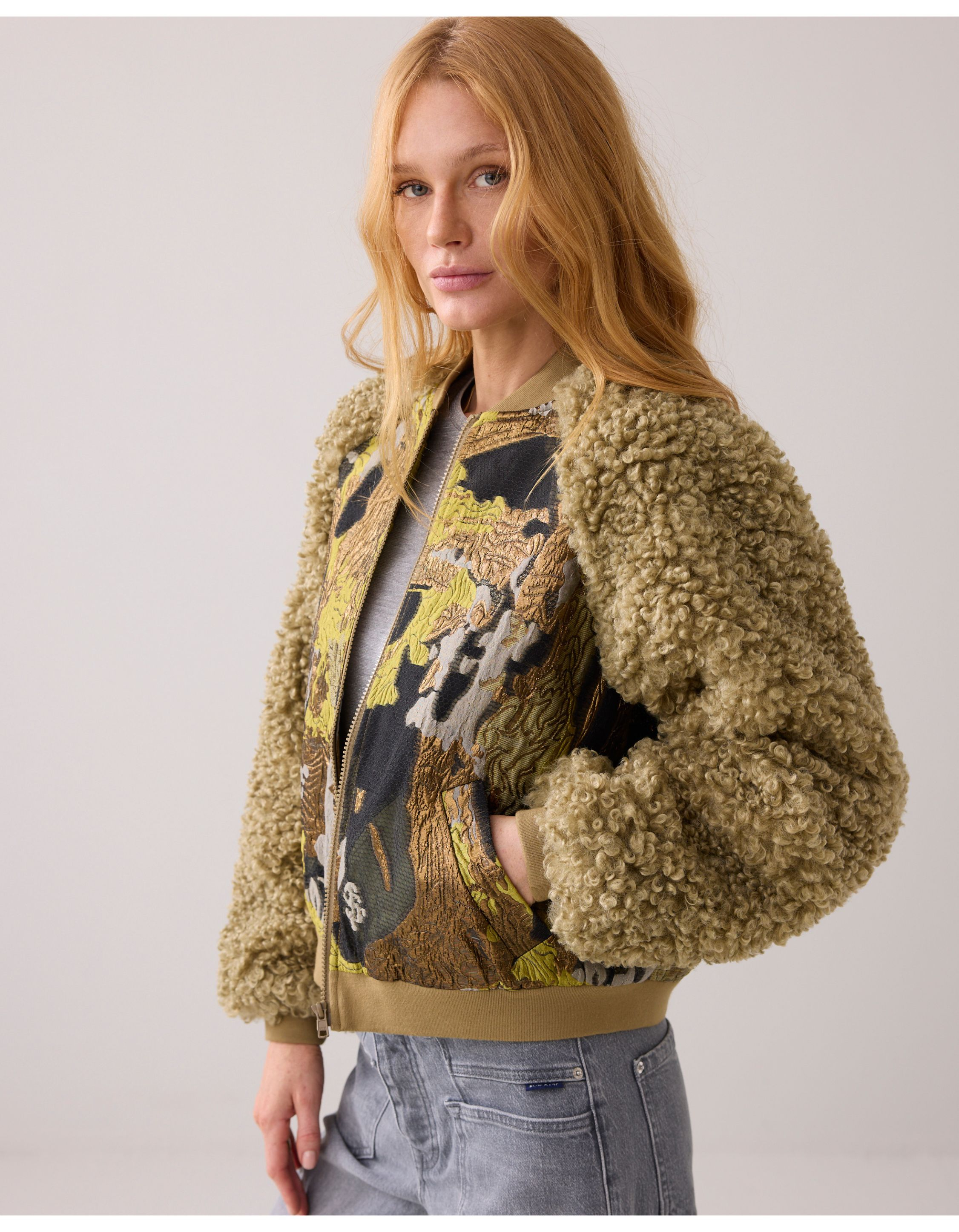 Summum Jacket Bomber Jacuard Teddy Mix Jackets Groen 1s1204-12298