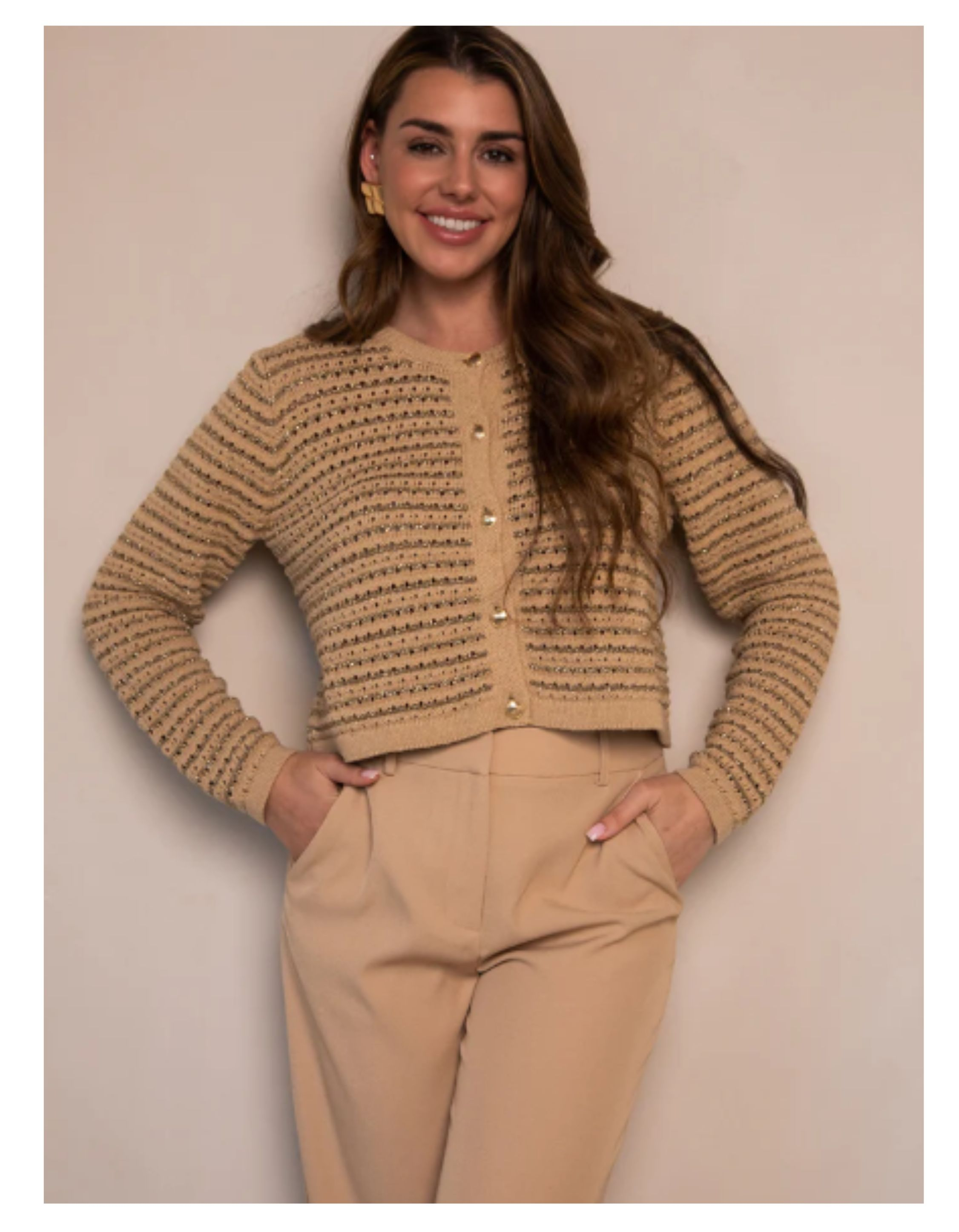 Freebird Cardigan  Camel Kyera Ls
