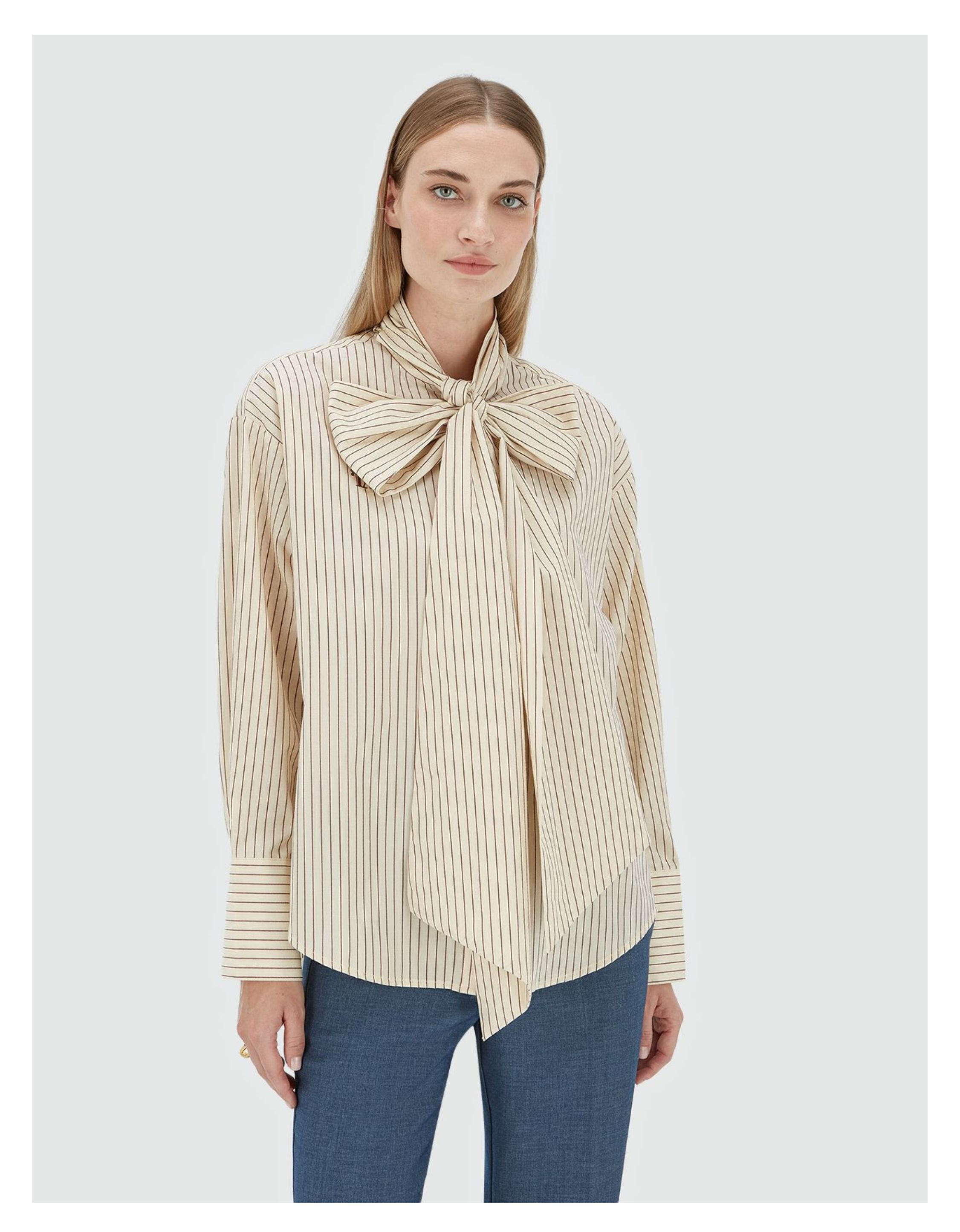 Josh V Hedy Oversized Blouse With Bow  Ecru Jv-2510-0105