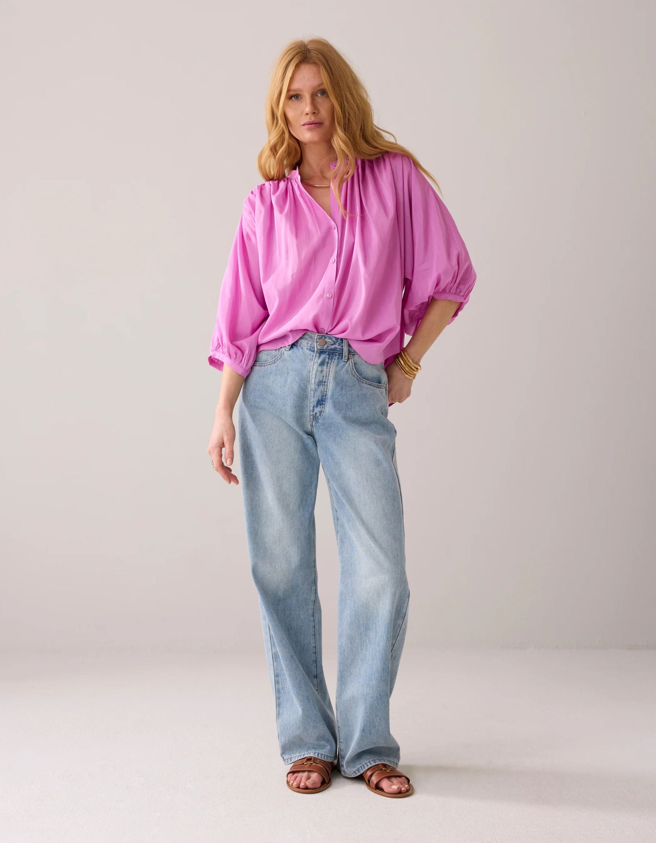 Summum Blouse Wide Cotton Viscose Blouses Roze 2s3316-12173