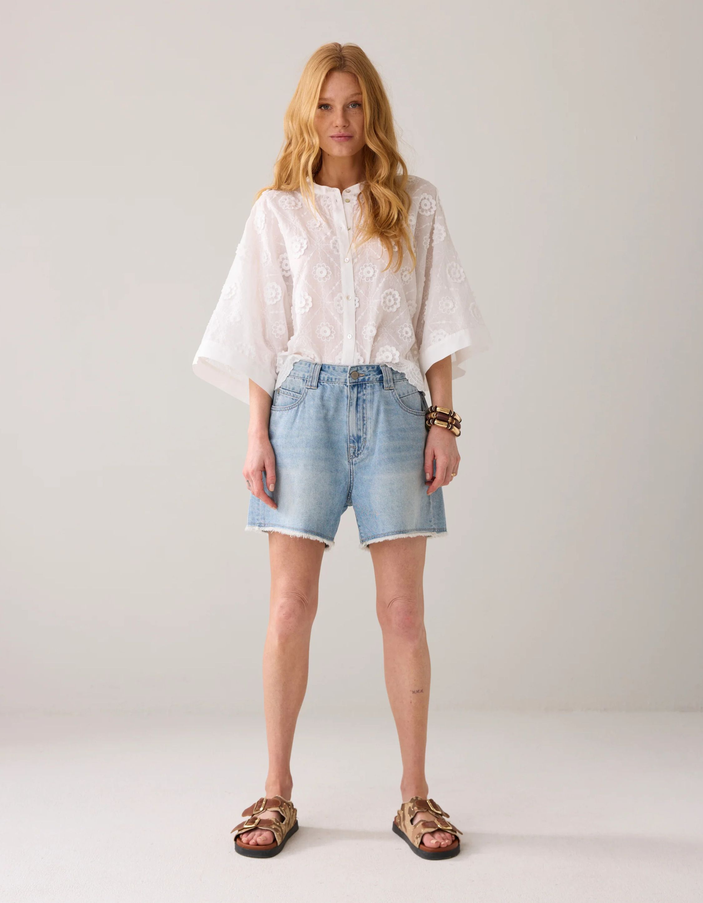 Summum Blouse 3d Flower Blouses Wit 2s3286-12183
