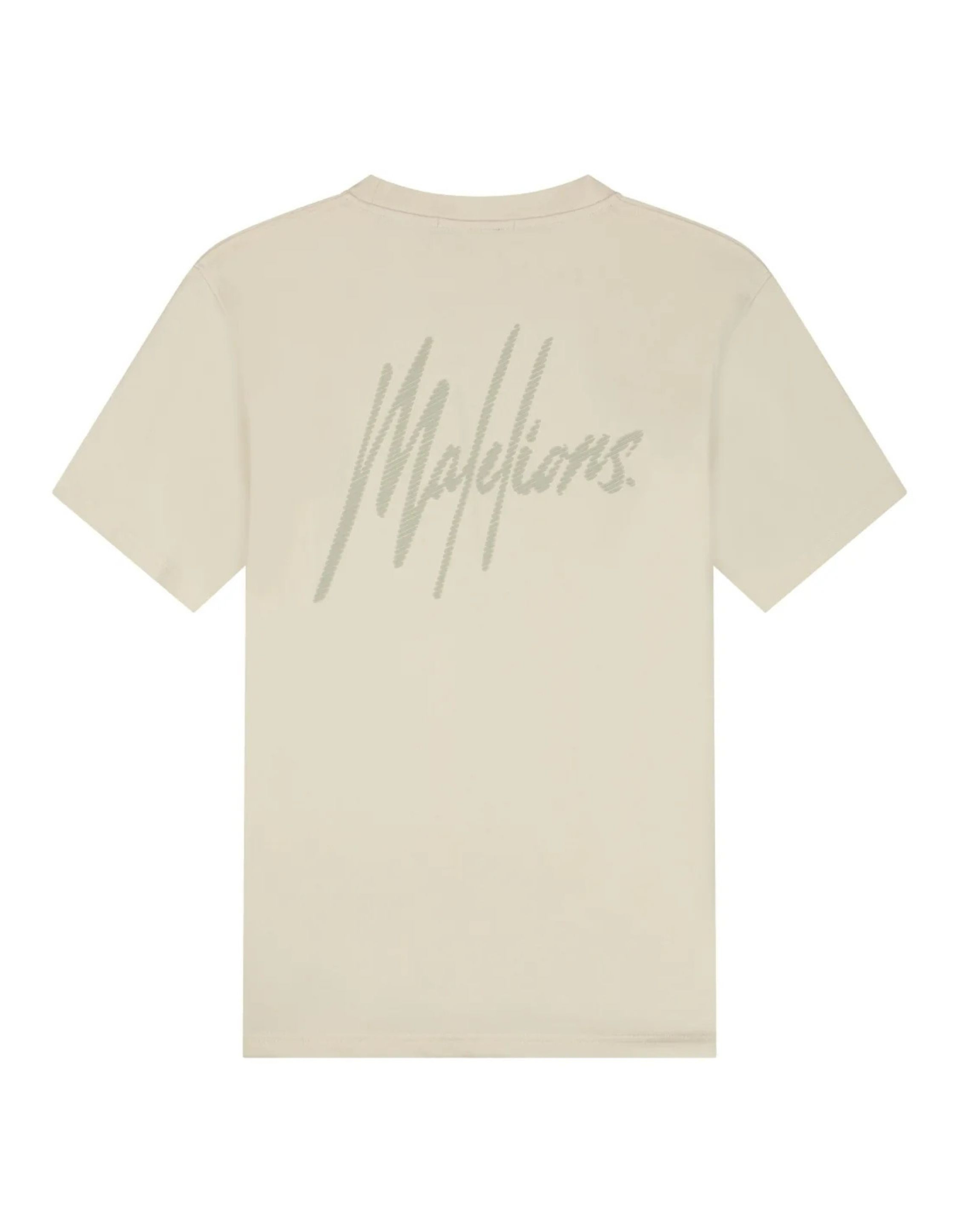 Malelions Striped Signature T-shirt T-shirts Beige Mm1-ss25-07