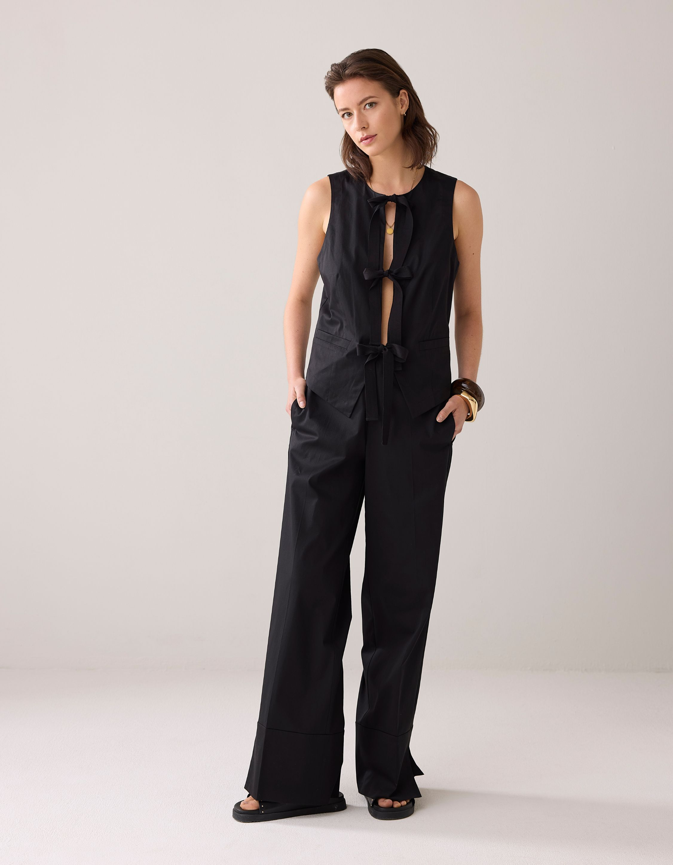 Summum Gilet Cotton Stretch Gilets Zwart 9s135-11816