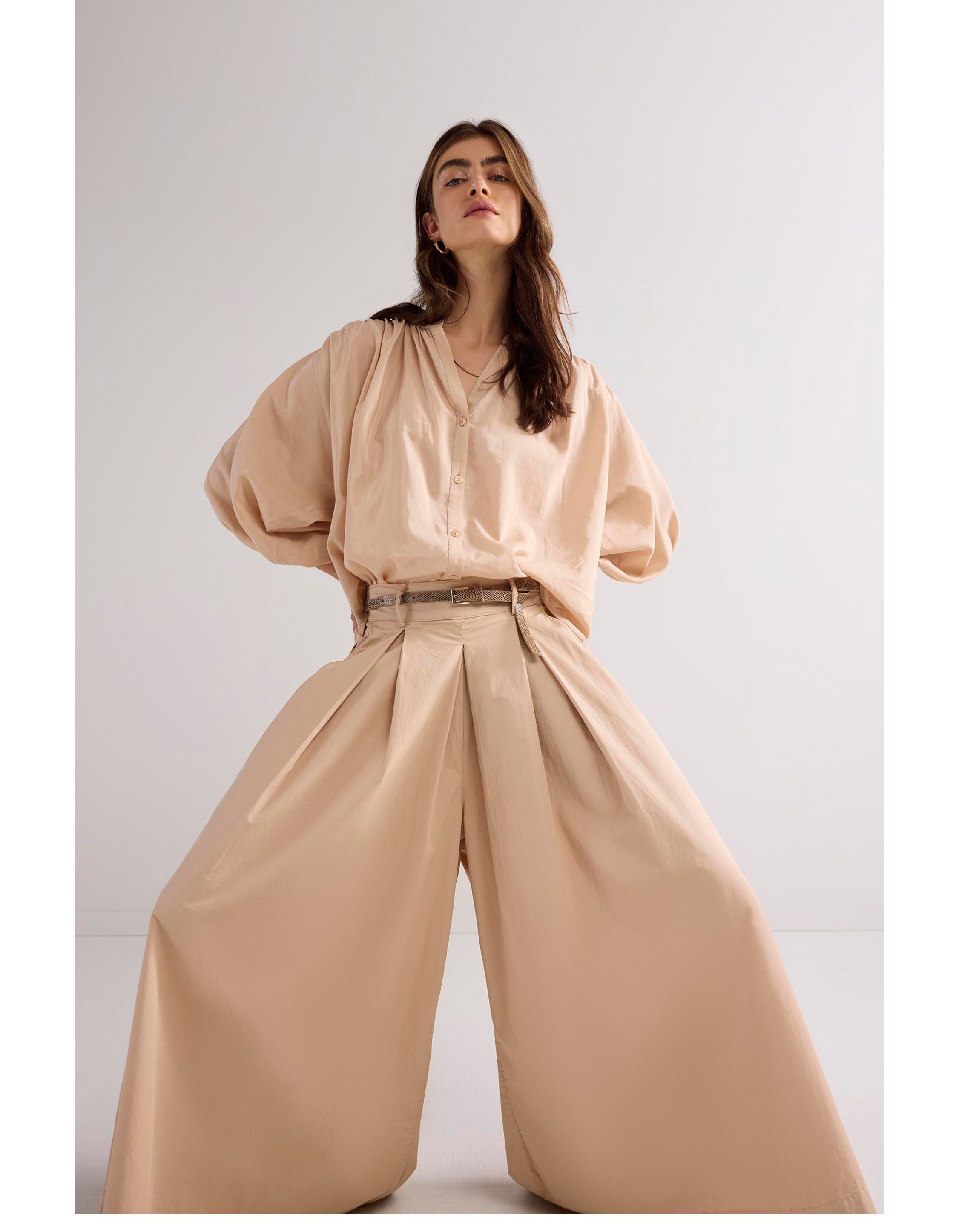 Summum Culotte Lt Wt Stretch Poplin Pantalons Beige 4s2827-12250