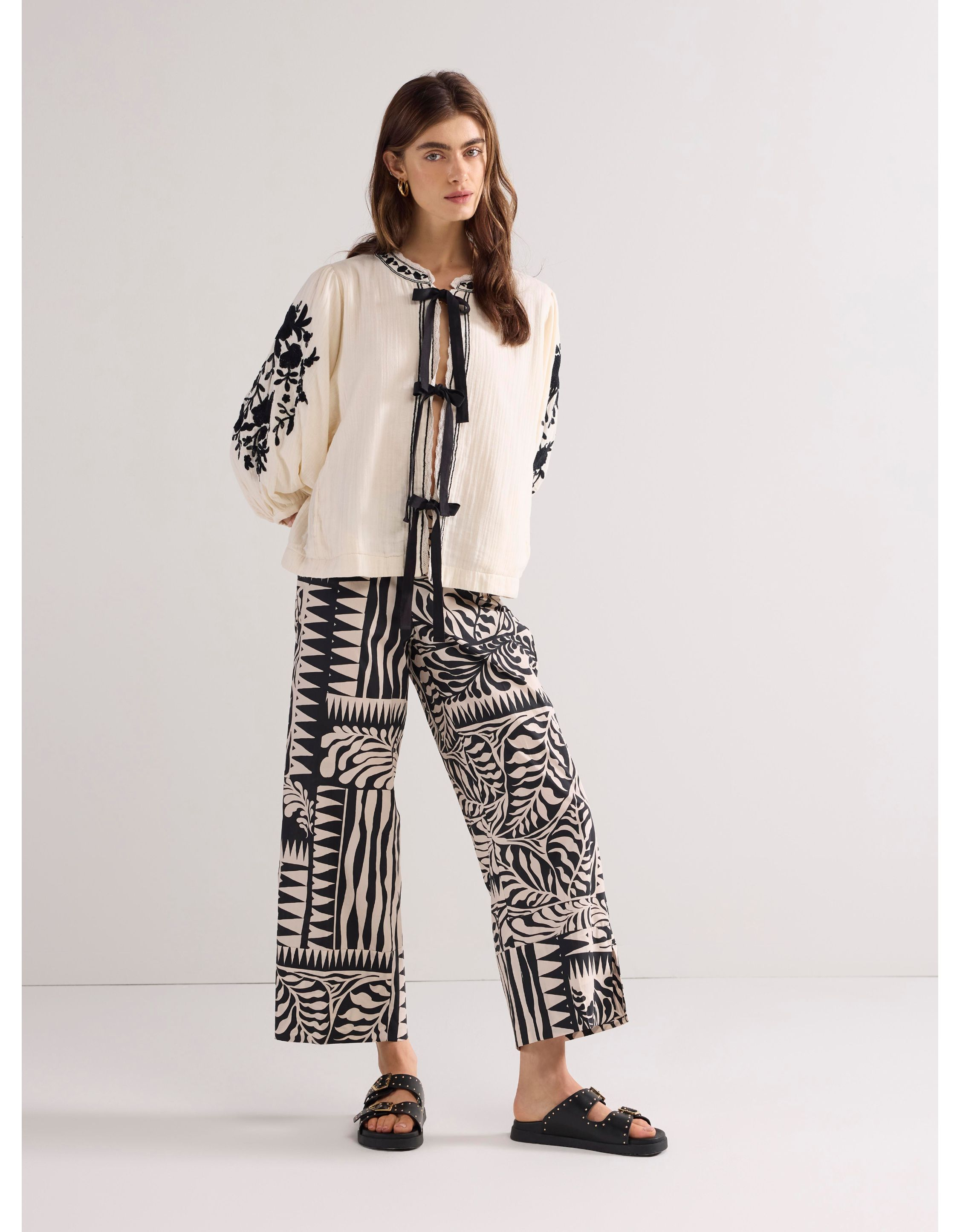 Summum Trousers Two Tone Print Pantalons Zwart 4s2824-12223