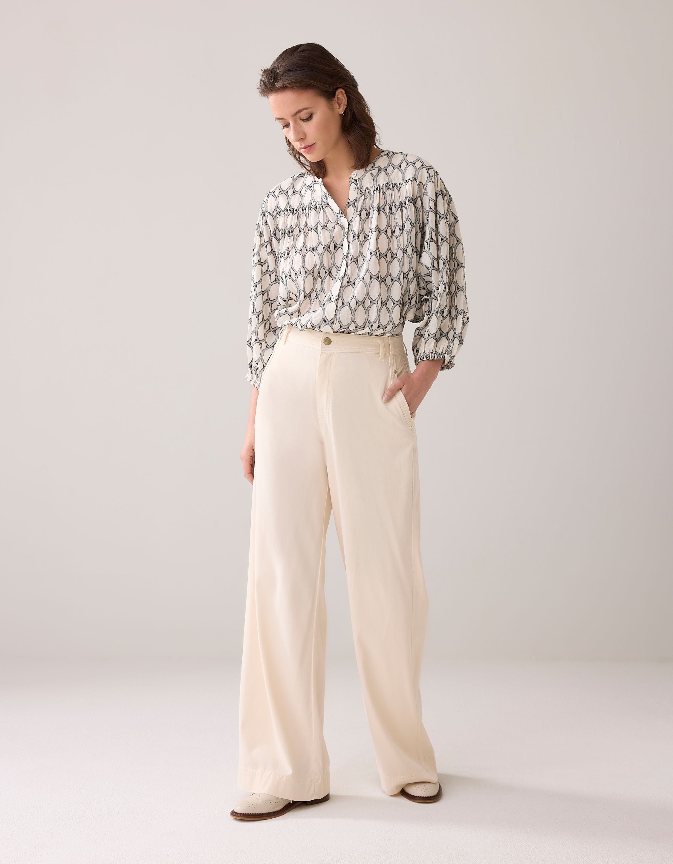 Summum Wideleg Skye Tencel Pantalons Beige 4s2814-12248