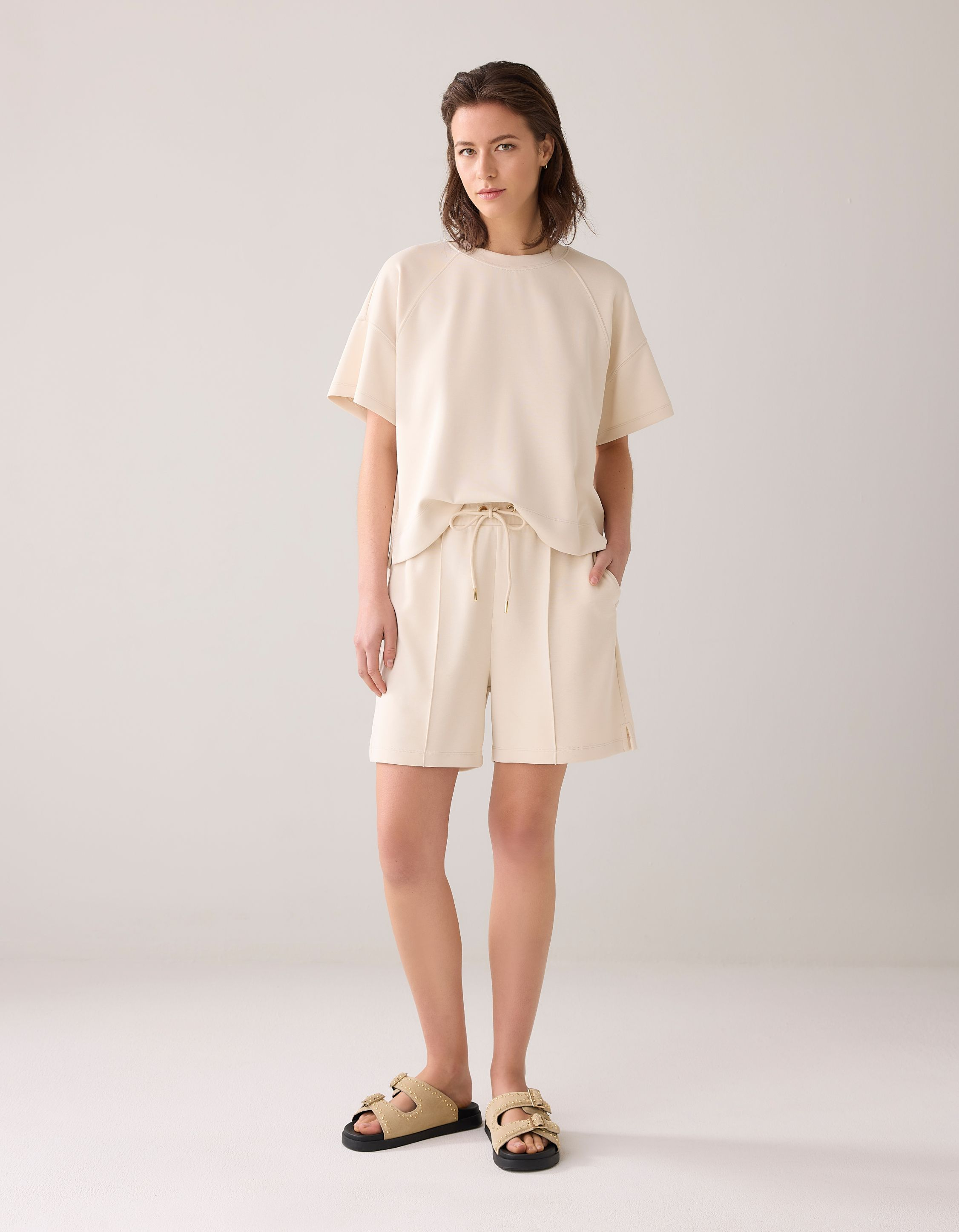 Summum Shorts Washed Modal Scuba Shorts Beige 4s2804-30689