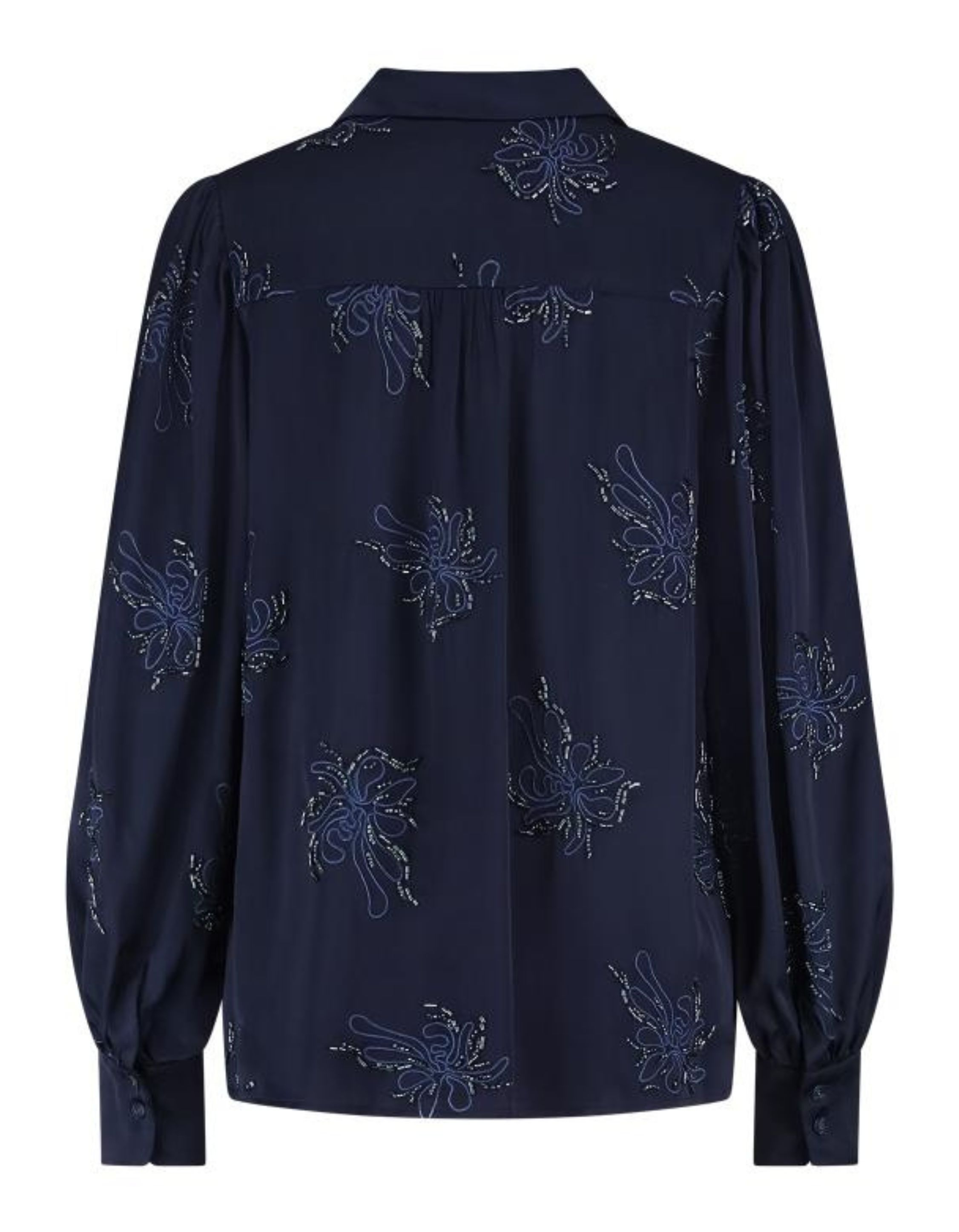 Nukus Preston Blouse Embroidery Blouses Donkerblauw Nkf02069