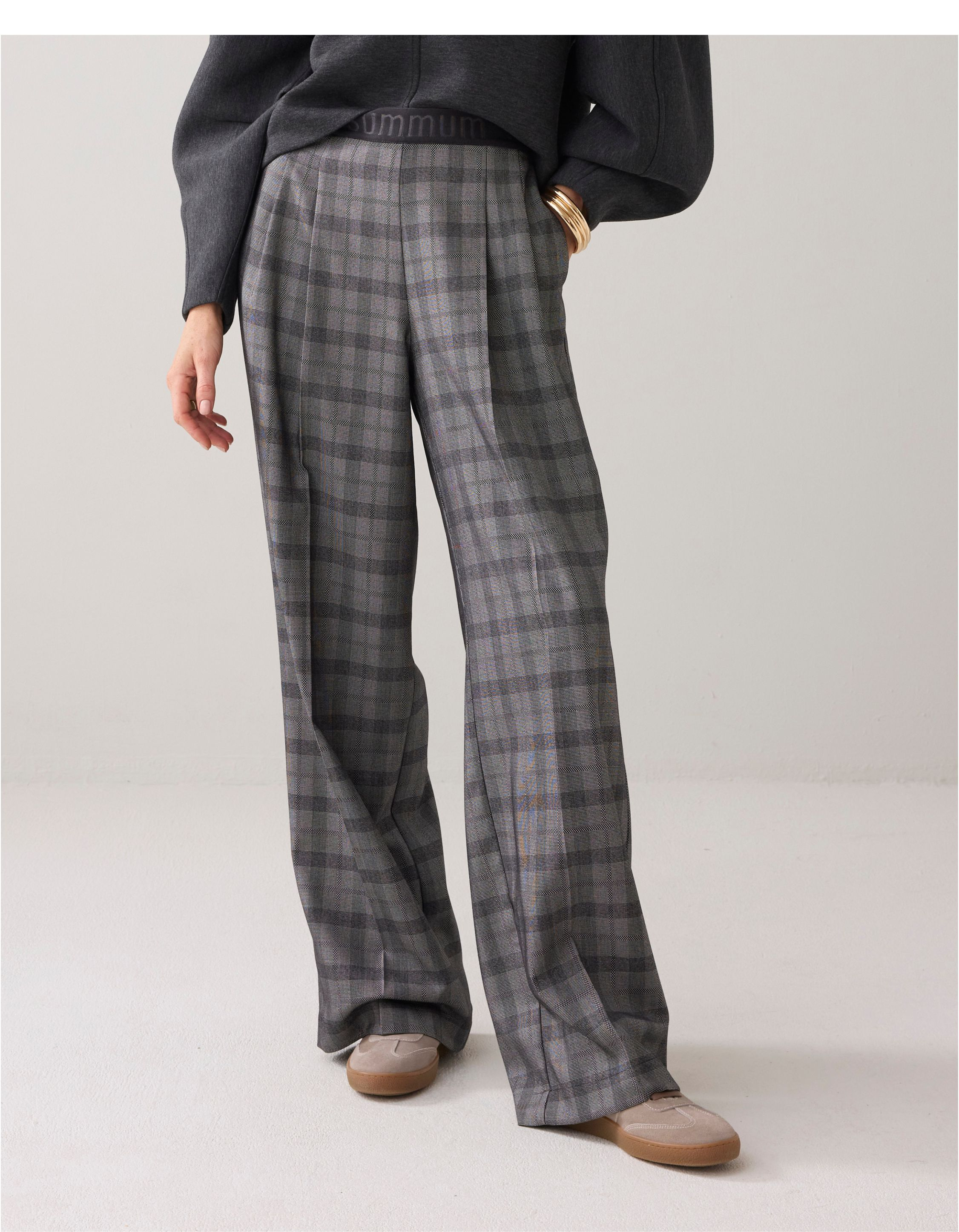 Summum Trousers Check Pantalons Zwart 4s2837-12278