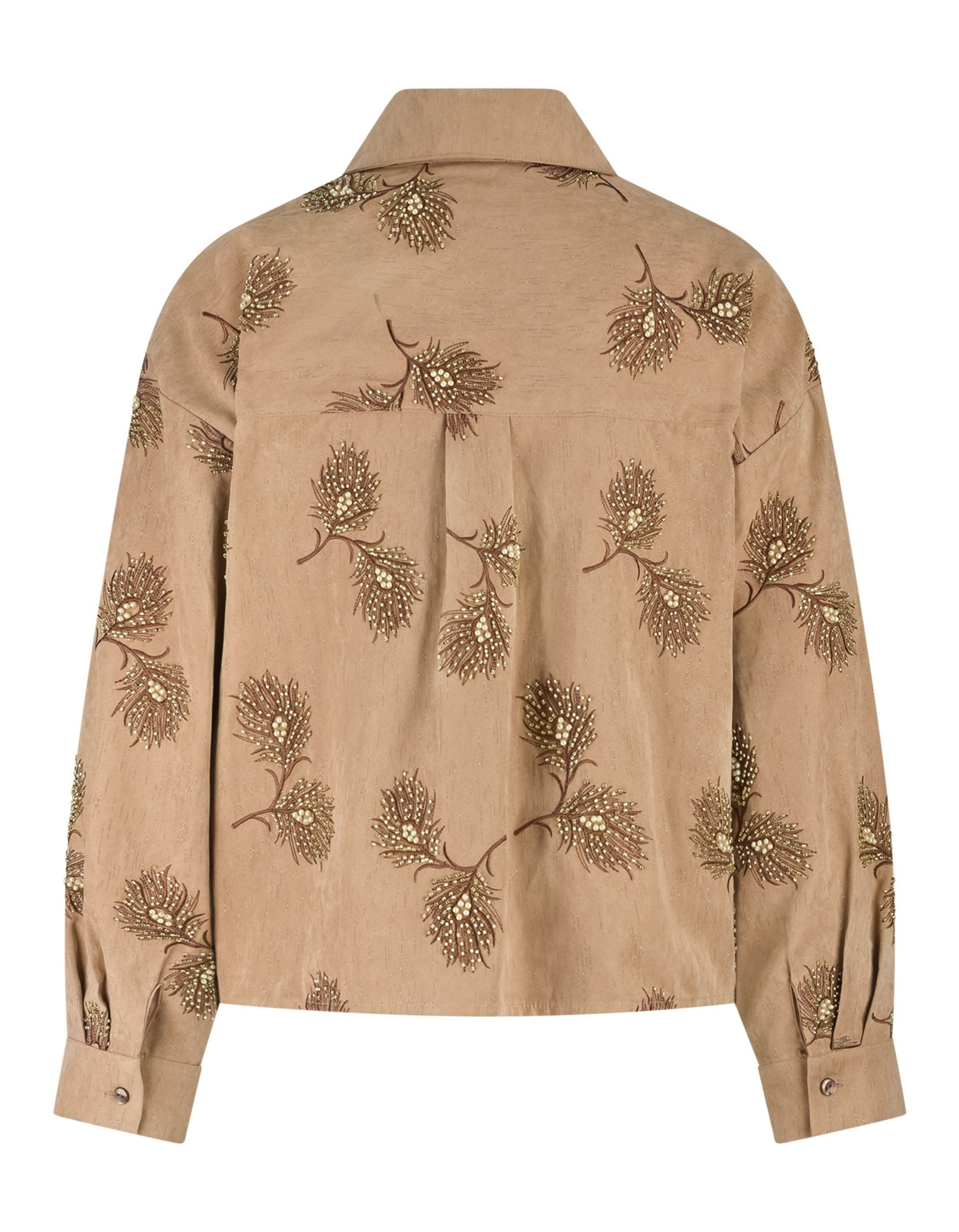 Nukus Iris Blouse Embroidery Blouses Camel Nkf02078
