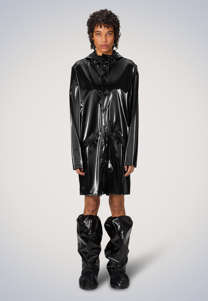 Rains Long Jacket W3 Regenjas Zwart 12020 Long Jacket W3