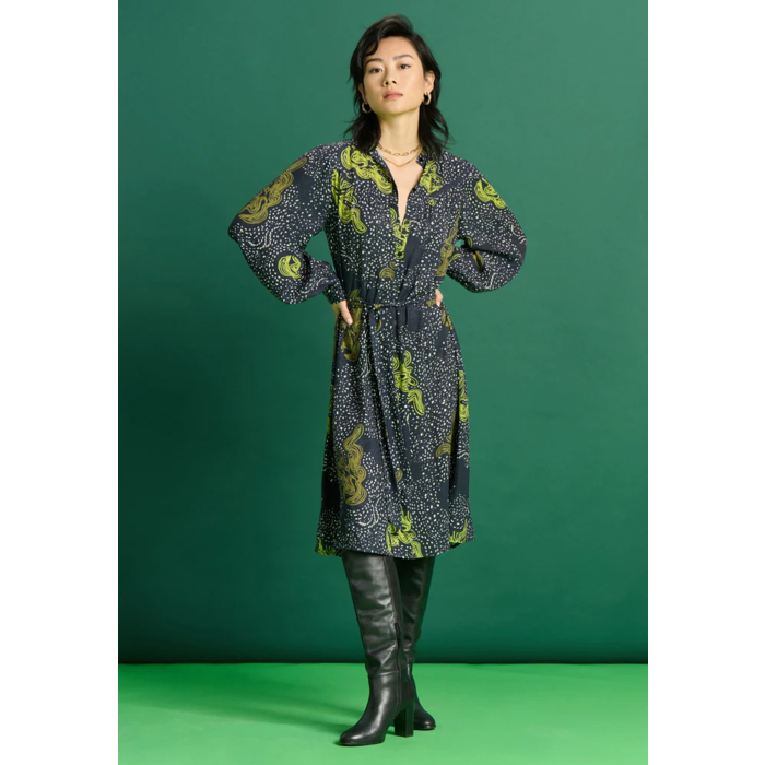 Elegante pom amsterdam eternity jurk blauw uniek ontwerp!