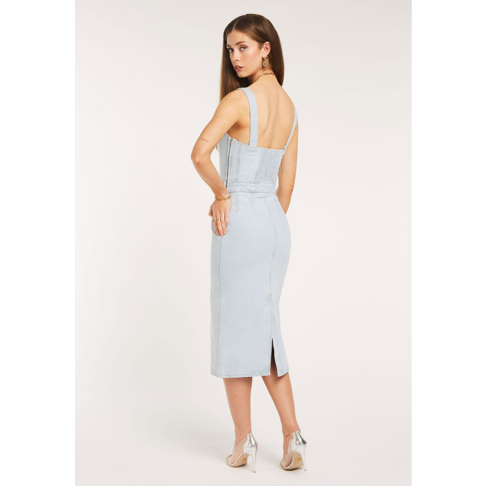 Josh V Cleo jurk blauw jv-2404-0401 van JOSH V: stijlvol en uniek!