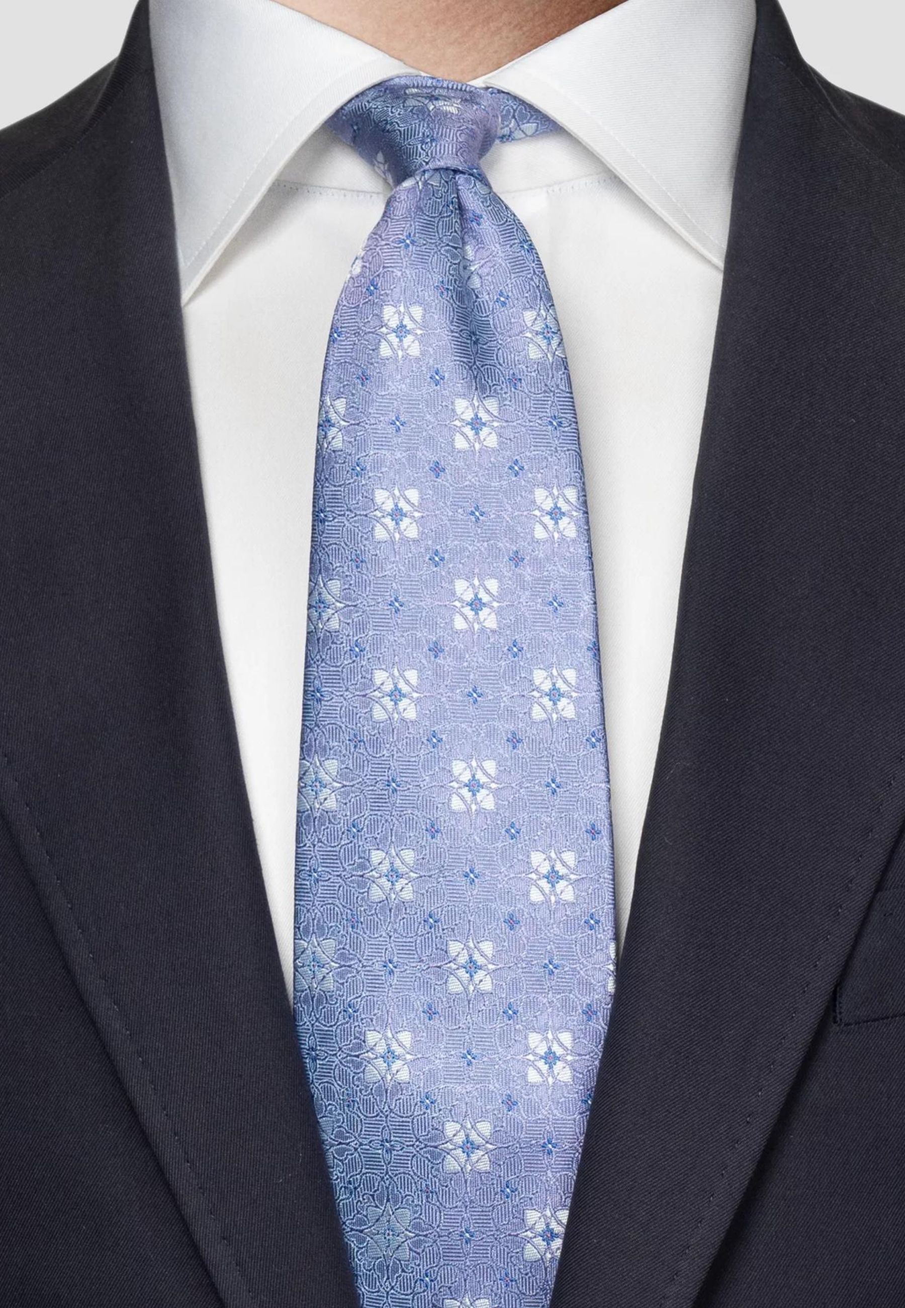 Floral silk stropdassen lichtblauw