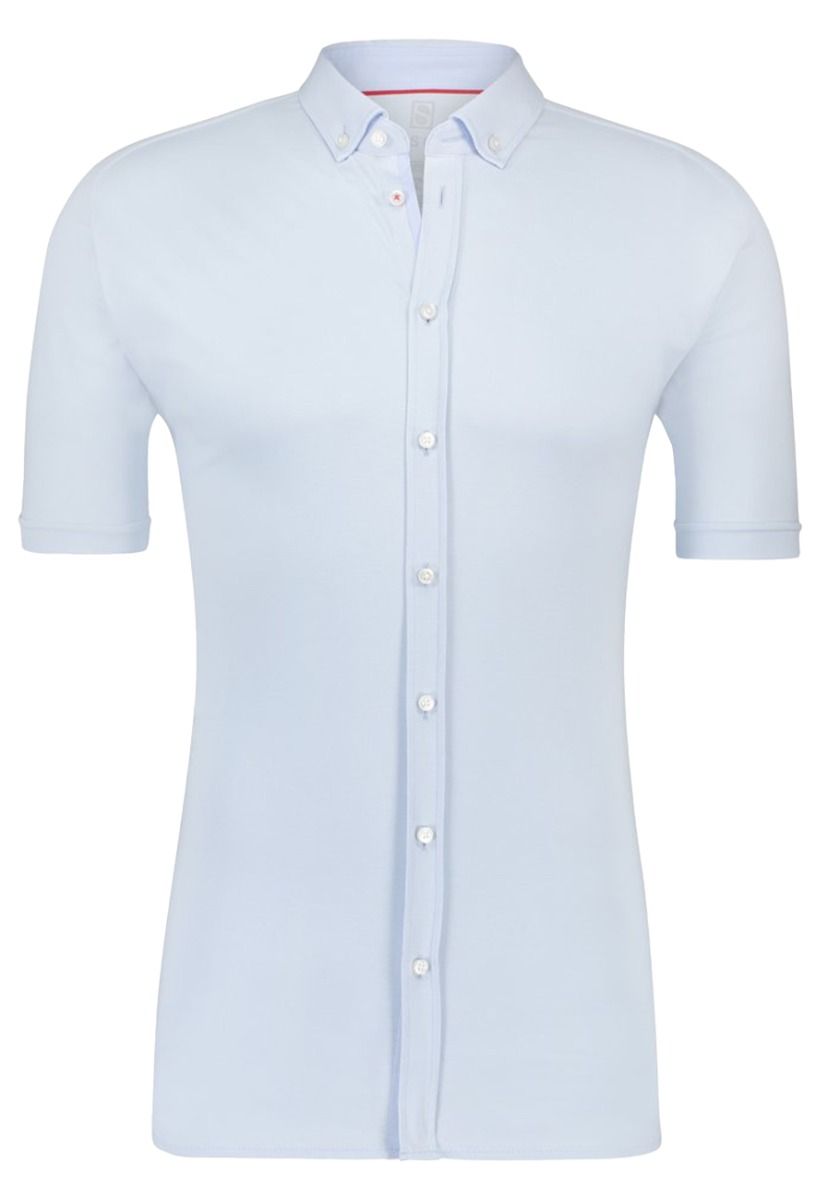 Modern bd 1/2 korte mouw overhemden lichtblauw