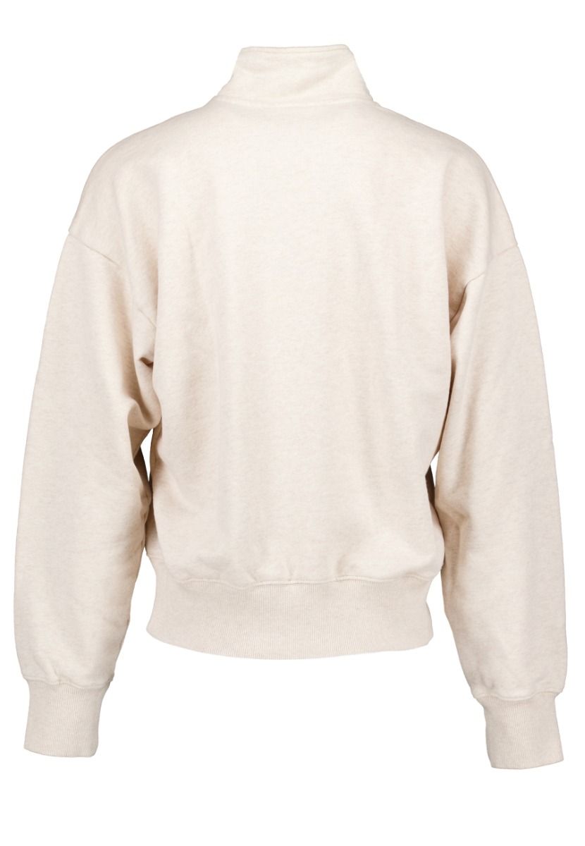 Outline logo zip mock sweaters beige