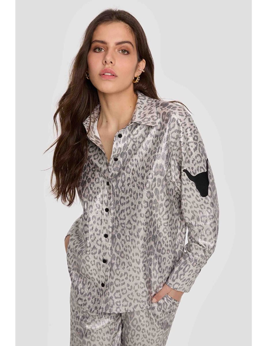 Leopard blouses zilver