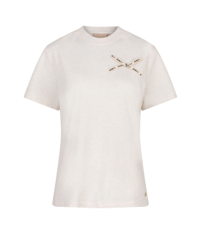 Josh V Dorie Bow T-shirts Ecru Jv-2504-0001