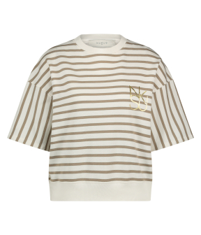 Nukus Lotte Pullover Stripe Truien Beige Nks03007