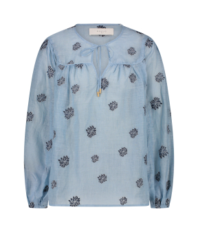 Nukus Kaoutar Blouse Embroidery  Blauw Nks02036
