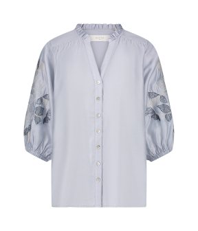 Nukus Tina Blouse Embroidery  Blauw Nks02097