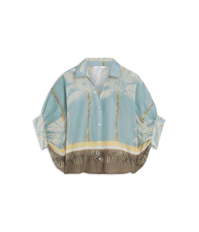 Summum Blouse Palmtree Print  Mint Groen 2s3496-12451