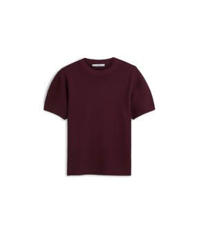 Summum Puff Sleeve Top Tech Viscose Knit Tops Bordeaux 7s8017-70087