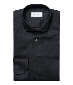 Eton Herringbone Wrinkle Free Flannel Shirt Lange Mouw Overhemden Donkerblauw 100012184