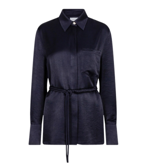 Dante 6 Joni Belted Oversized Shirt Blouses Donkerblauw 244133