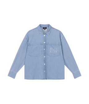 Alix The Label Chambray Peplum Denim Blouse Blouses Blauw 2503938043