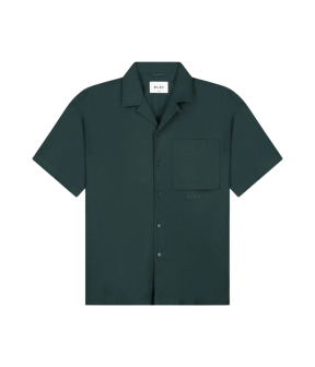 ØlÅf Linen Camp Shirt Ss Korte Mouw Overhemden Donkergroen M200301